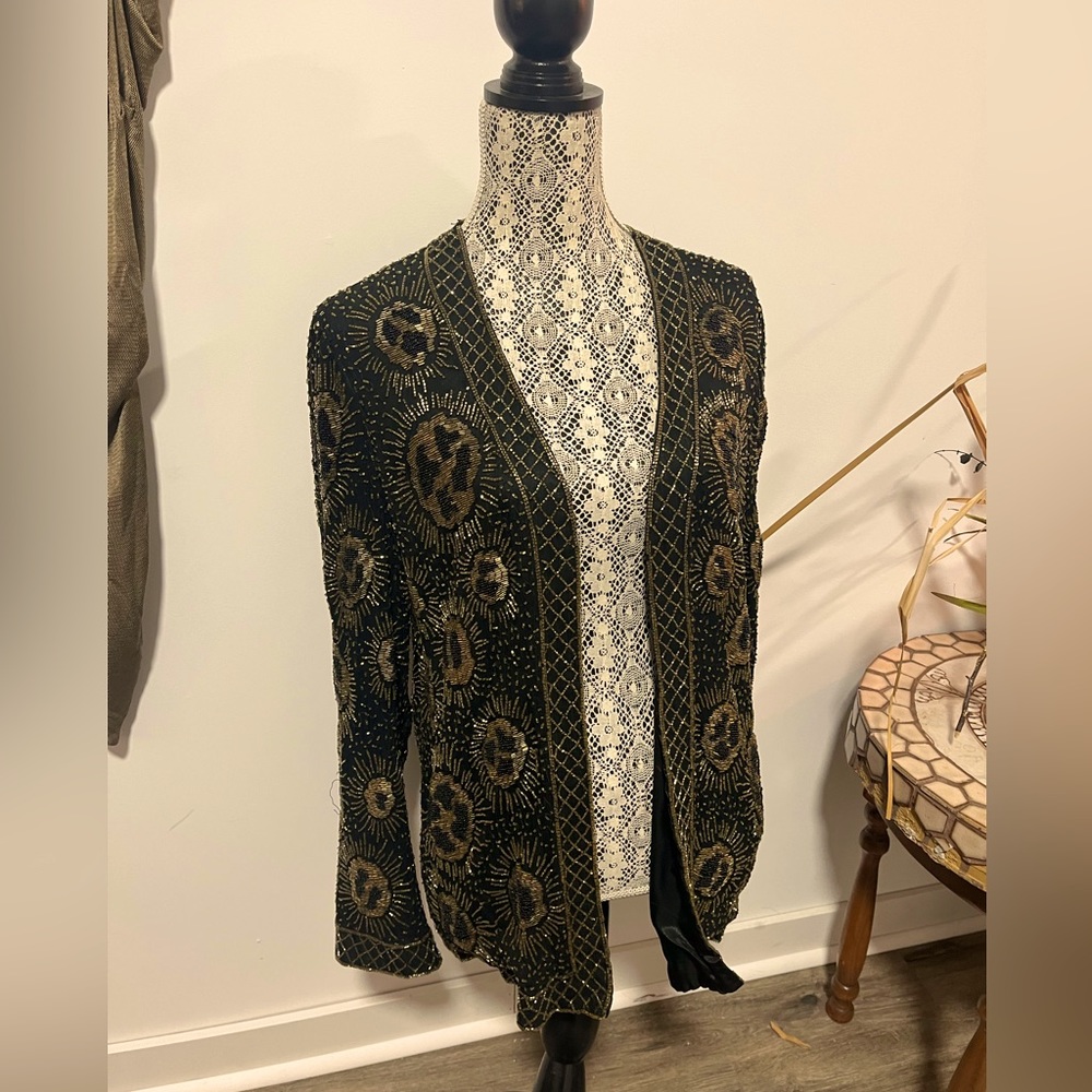 Vintage gold beaded blazer